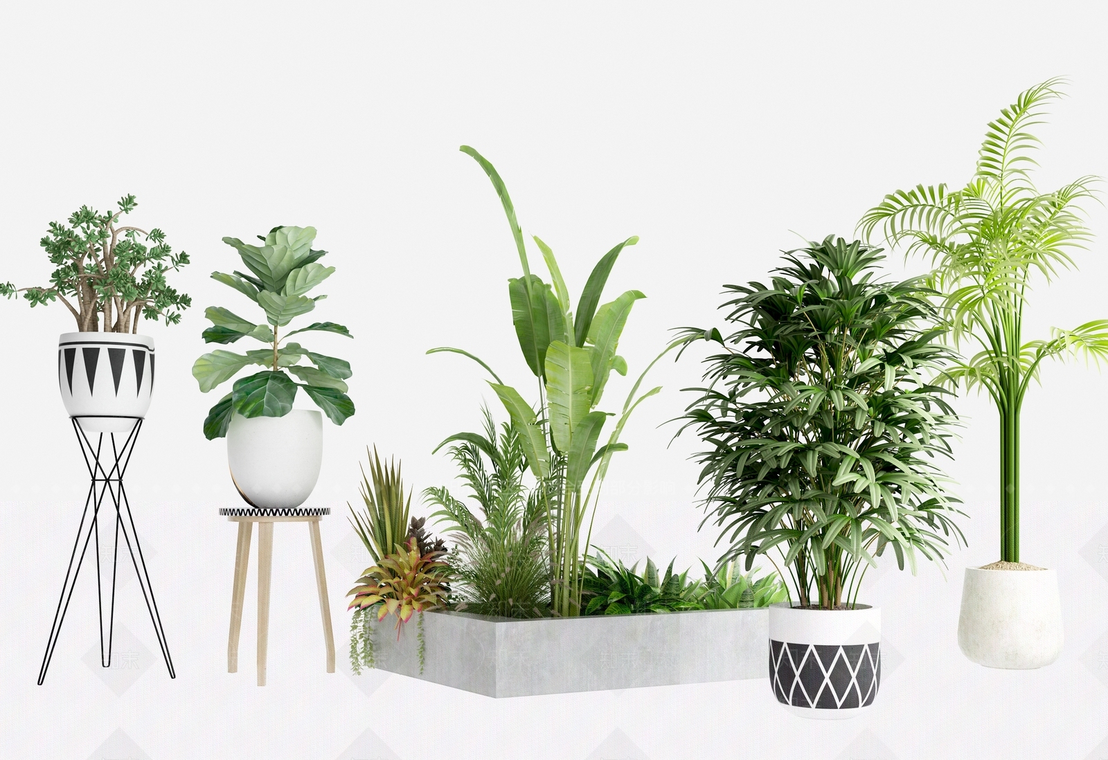 现代花坛花钵3D模型下载【ID:391330842】