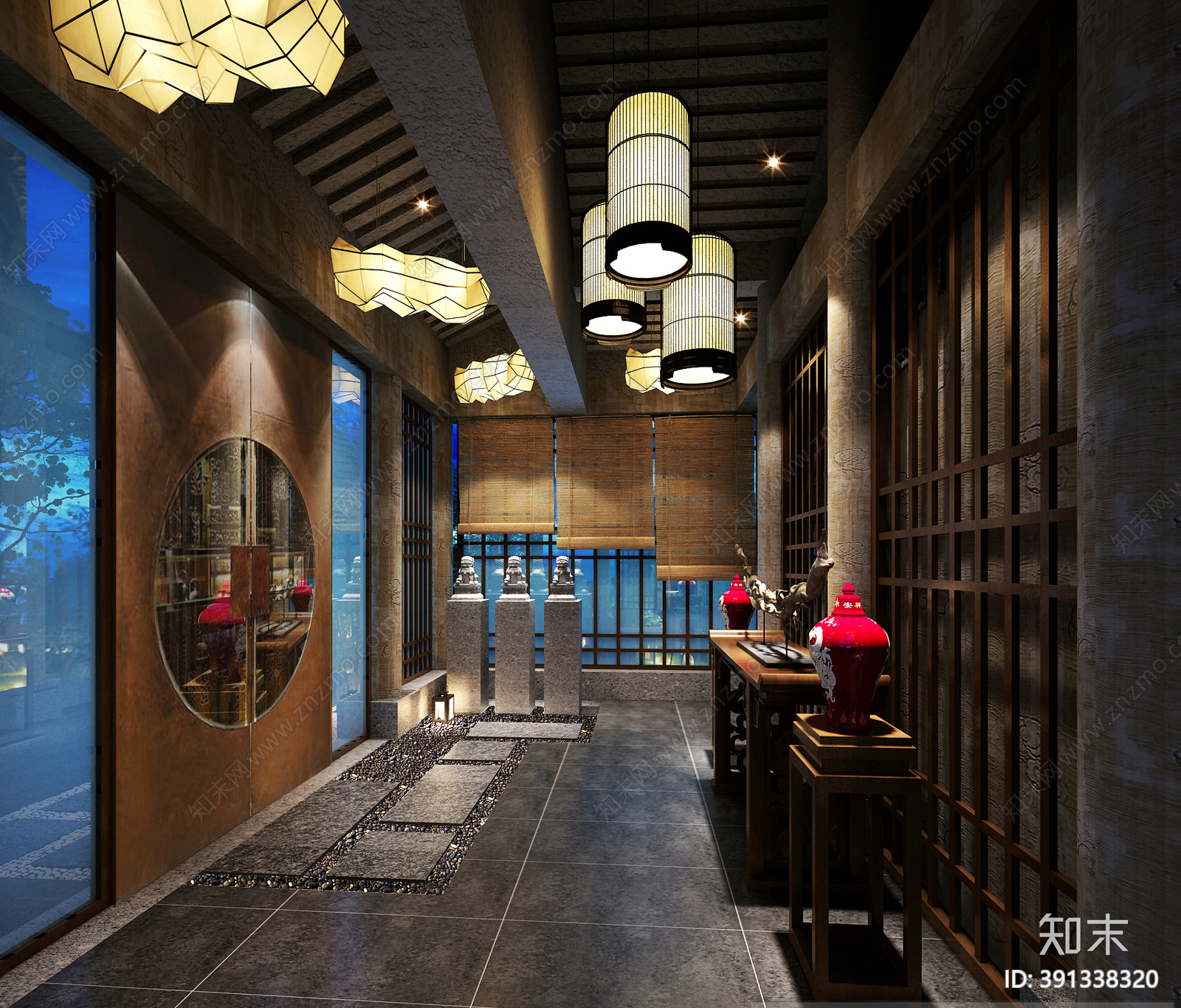 新中式酒店cad施工图下载【ID:391338320】