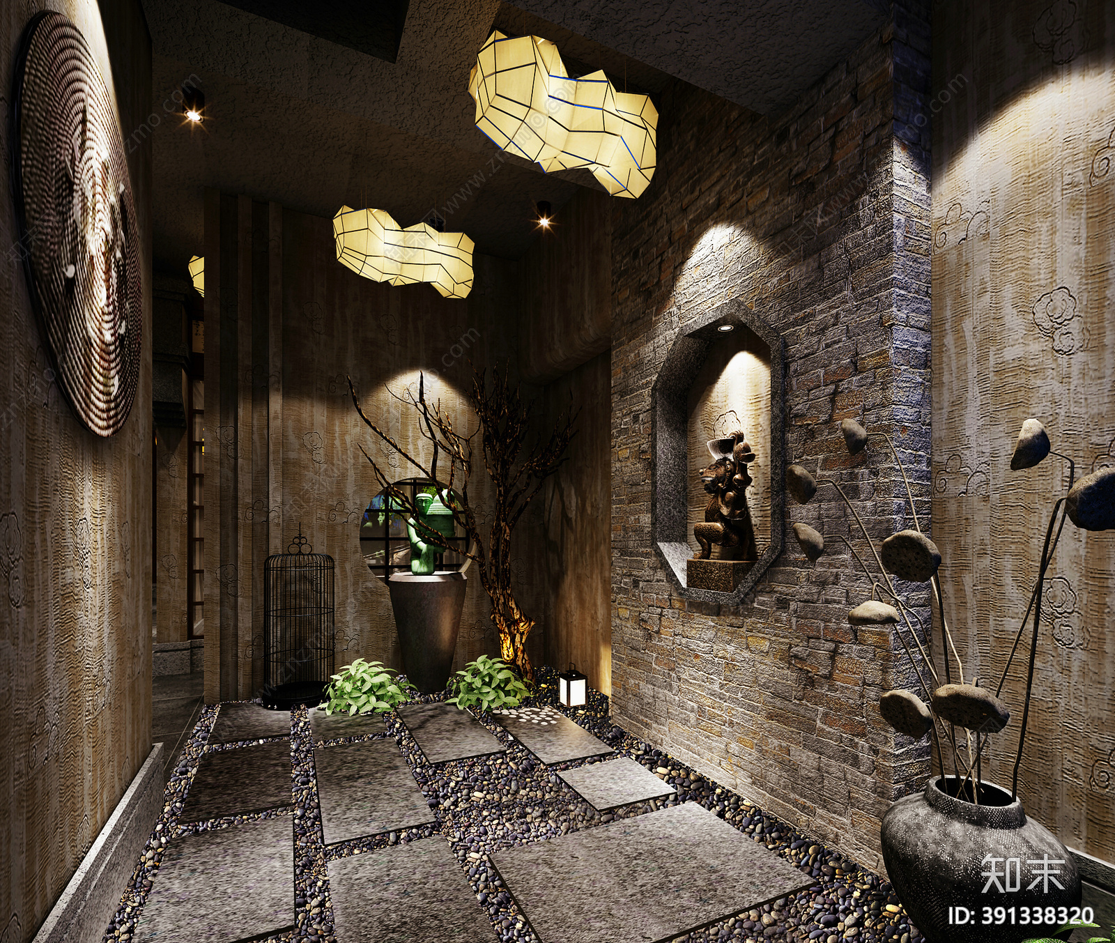 新中式酒店cad施工图下载【ID:391338320】