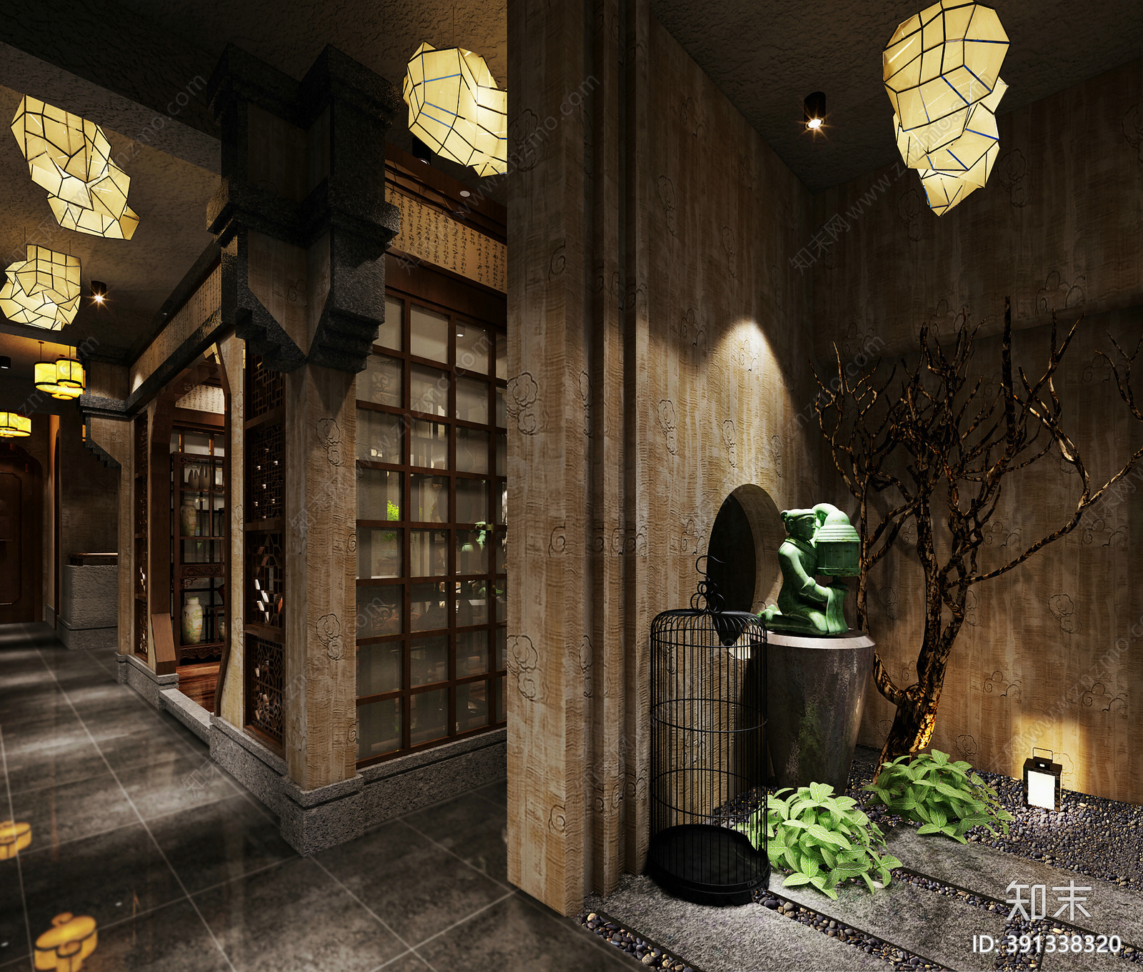 新中式酒店cad施工图下载【ID:391338320】