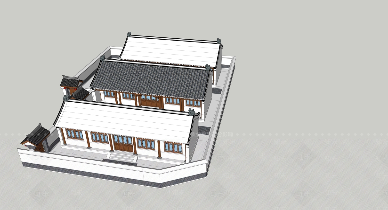 中式四合院SU模型下载【ID:391346241】