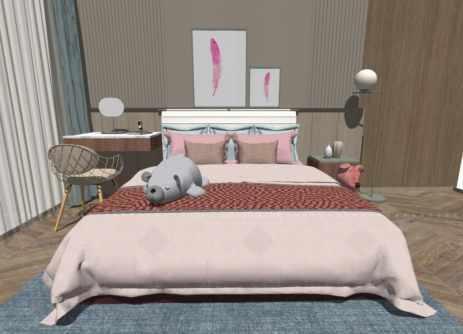 现代儿童房SU模型下载【ID:591349270】