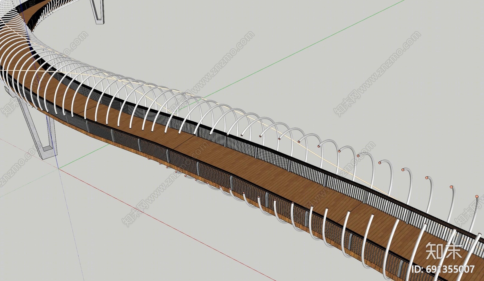 现代景观桥SU模型下载【ID:691355007】