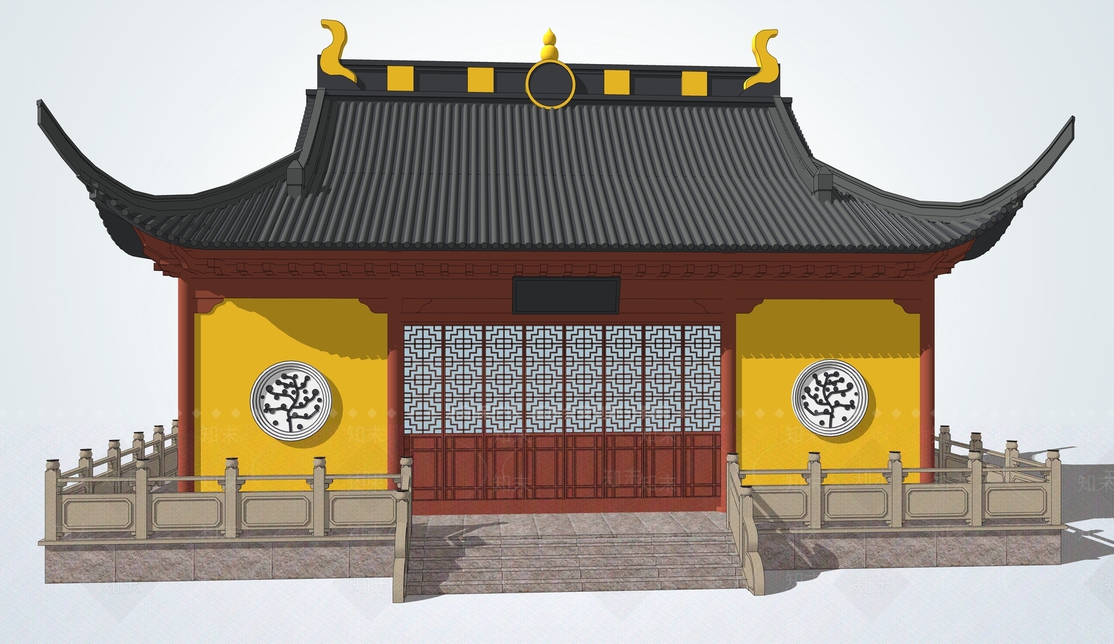 中式庙宇SU模型下载【ID:391360449】