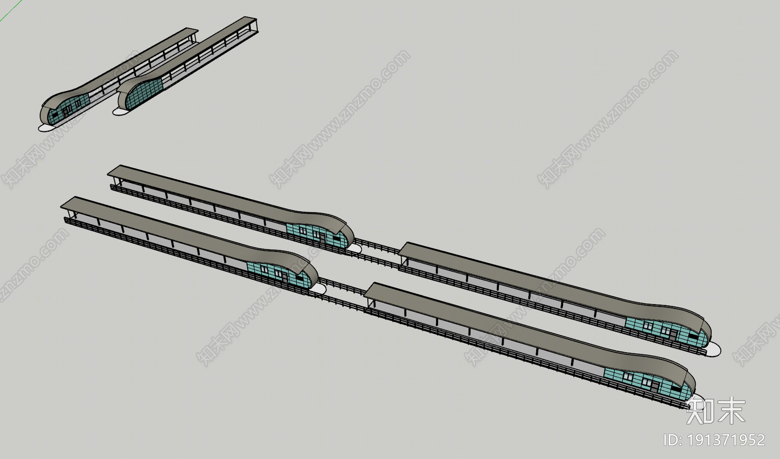 现代公交站台SU模型下载【ID:191371952】