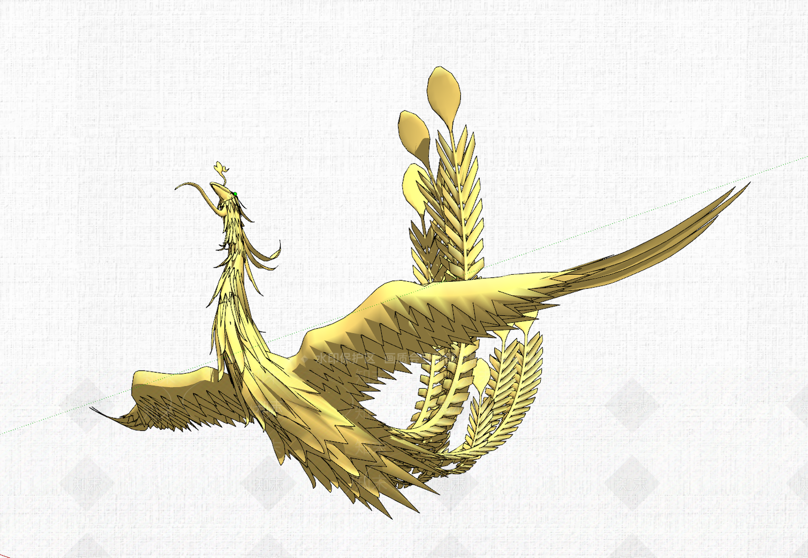 中式凤凰雕塑SU模型下载【ID:991386873】
