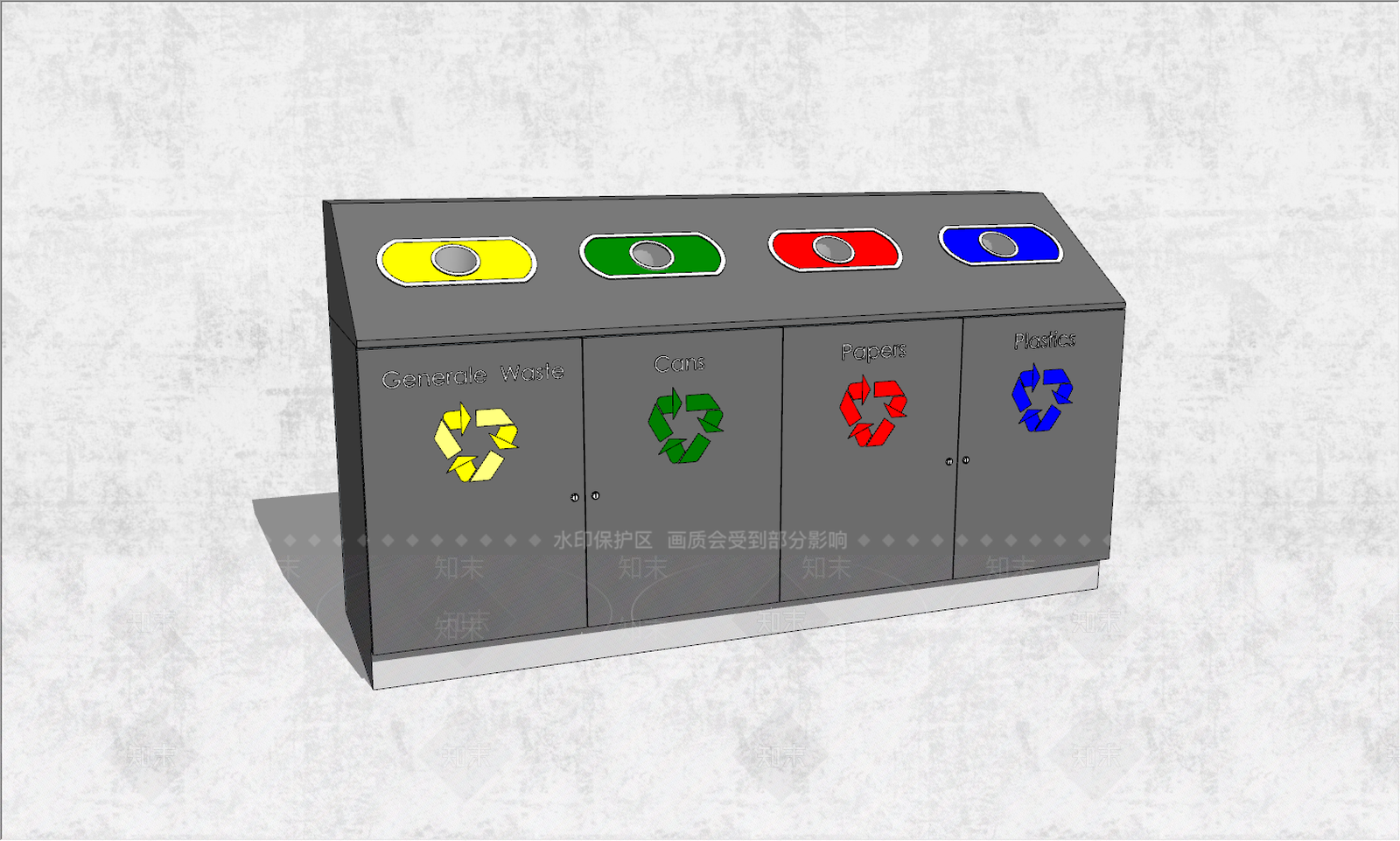 现代公共垃圾桶SU模型下载【ID:391393076】