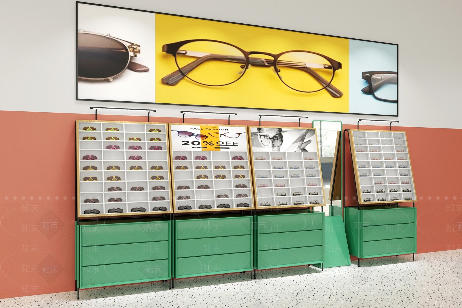 北欧眼镜店货架3D模型下载【ID:191394953】