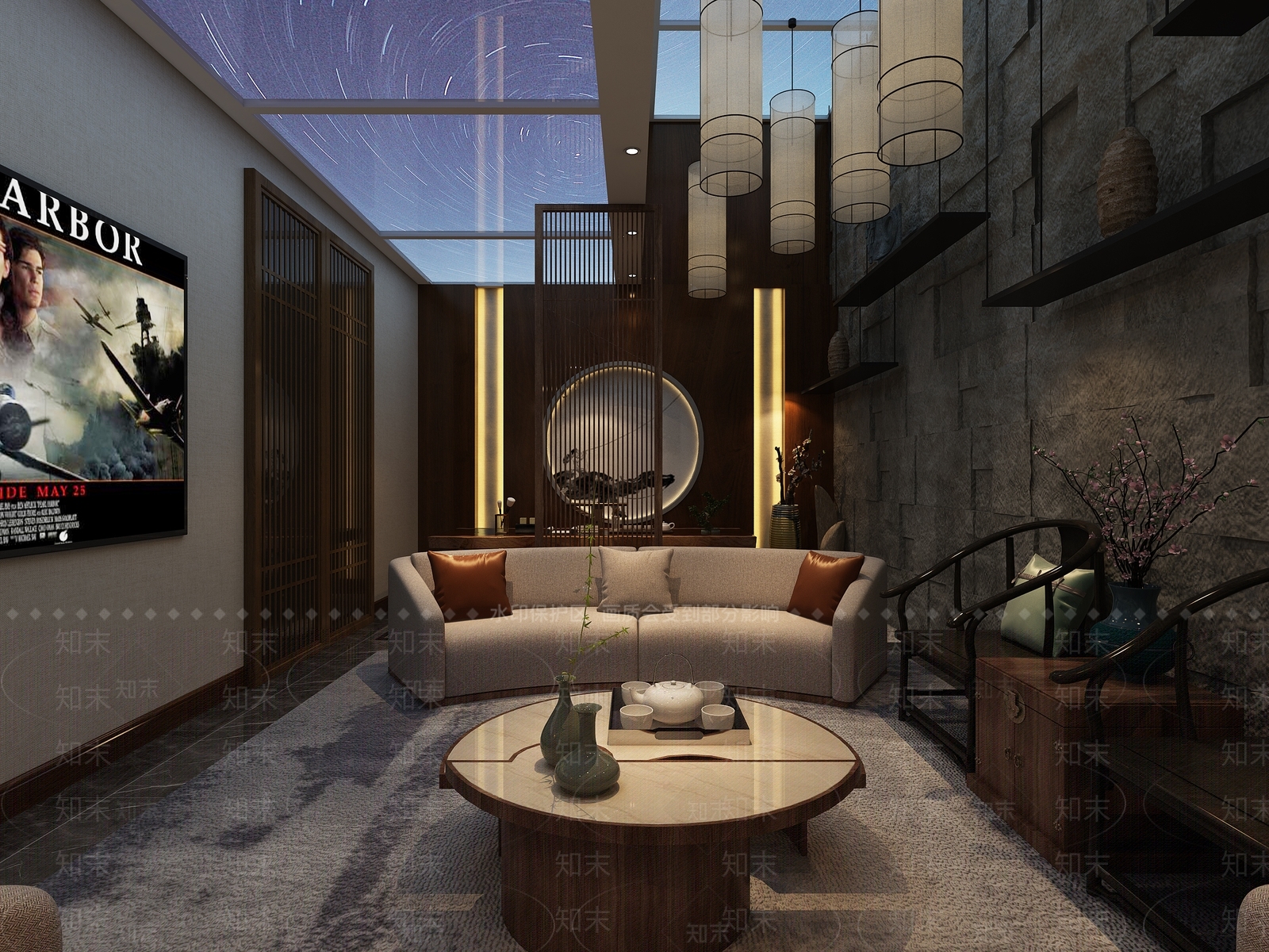 新中式家居影音室3D模型下载【ID:991399986】