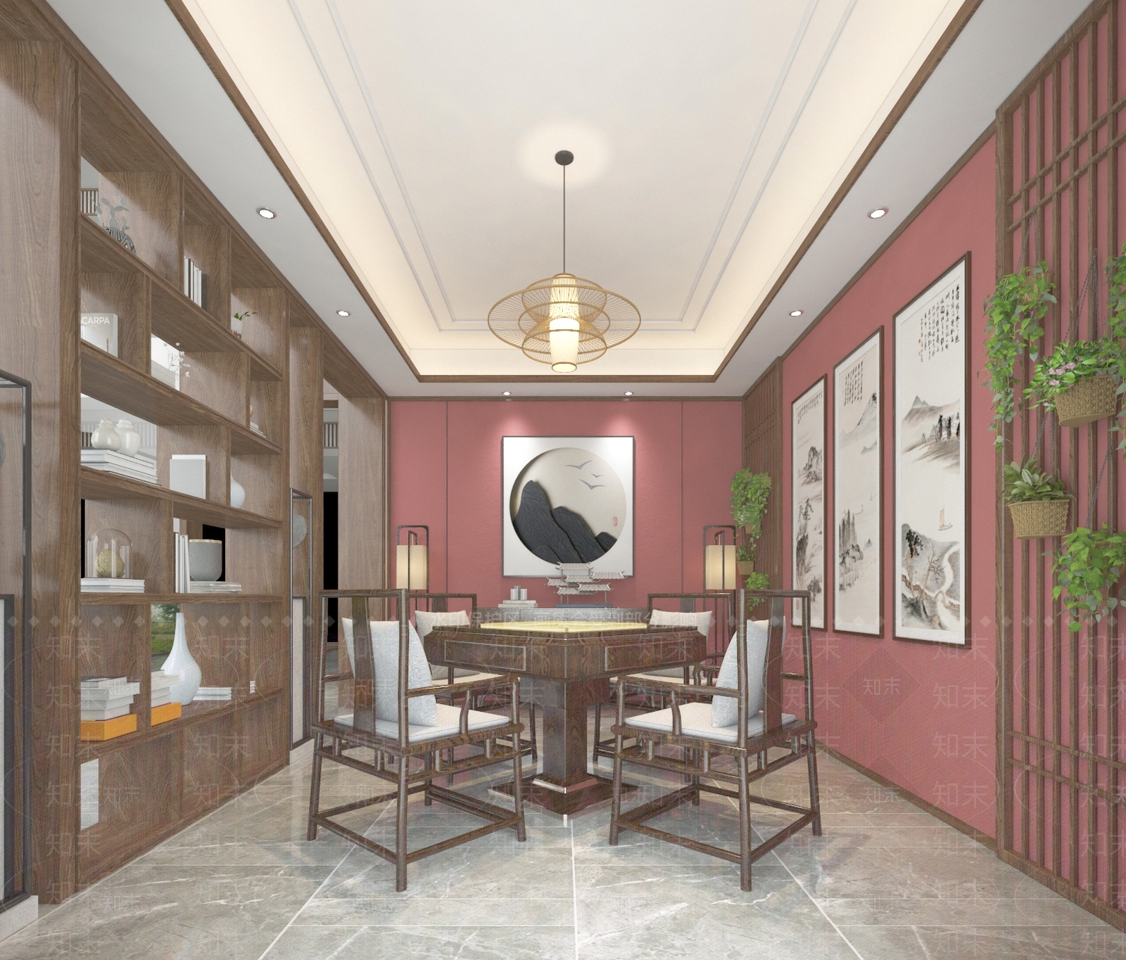 新中式麻将房SU模型下载【ID:591405800】
