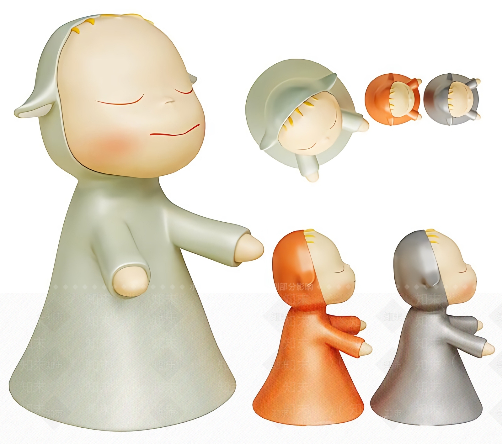 现代梦游娃娃摆件3D模型下载【ID:991416153】