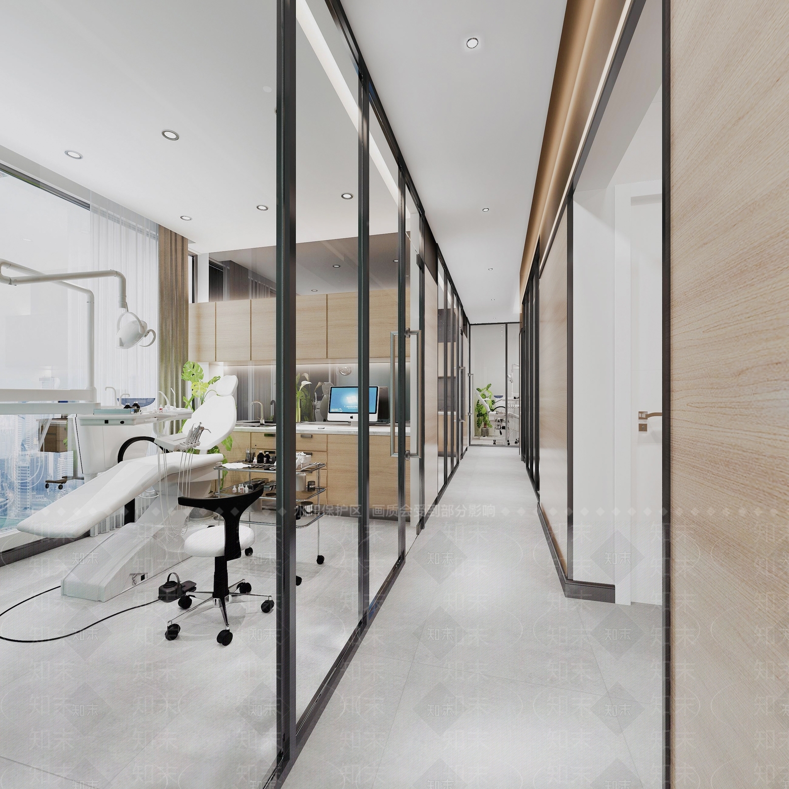现代牙科诊所过道SU模型下载【ID:691417209】