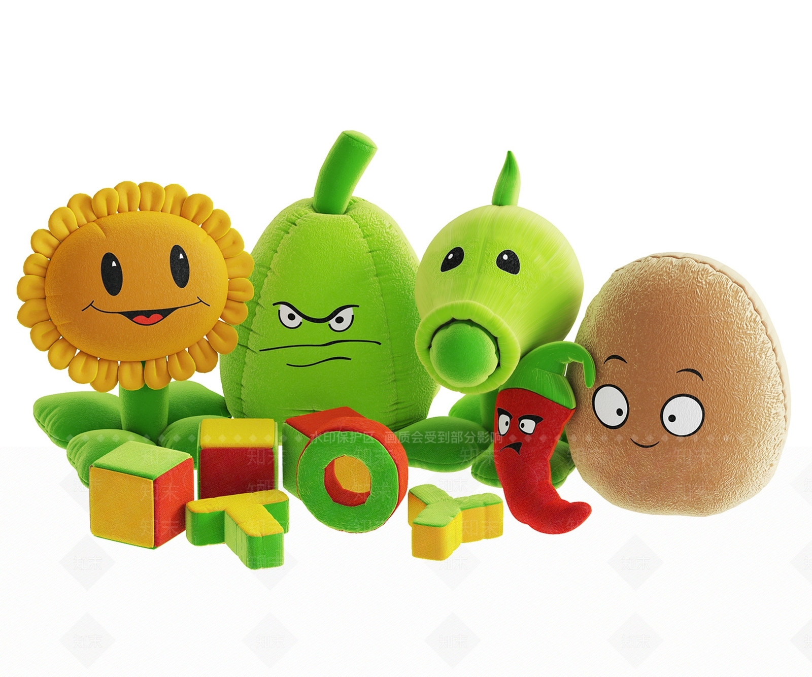 现代植物大战僵尸玩偶3D模型下载【ID:591430369】