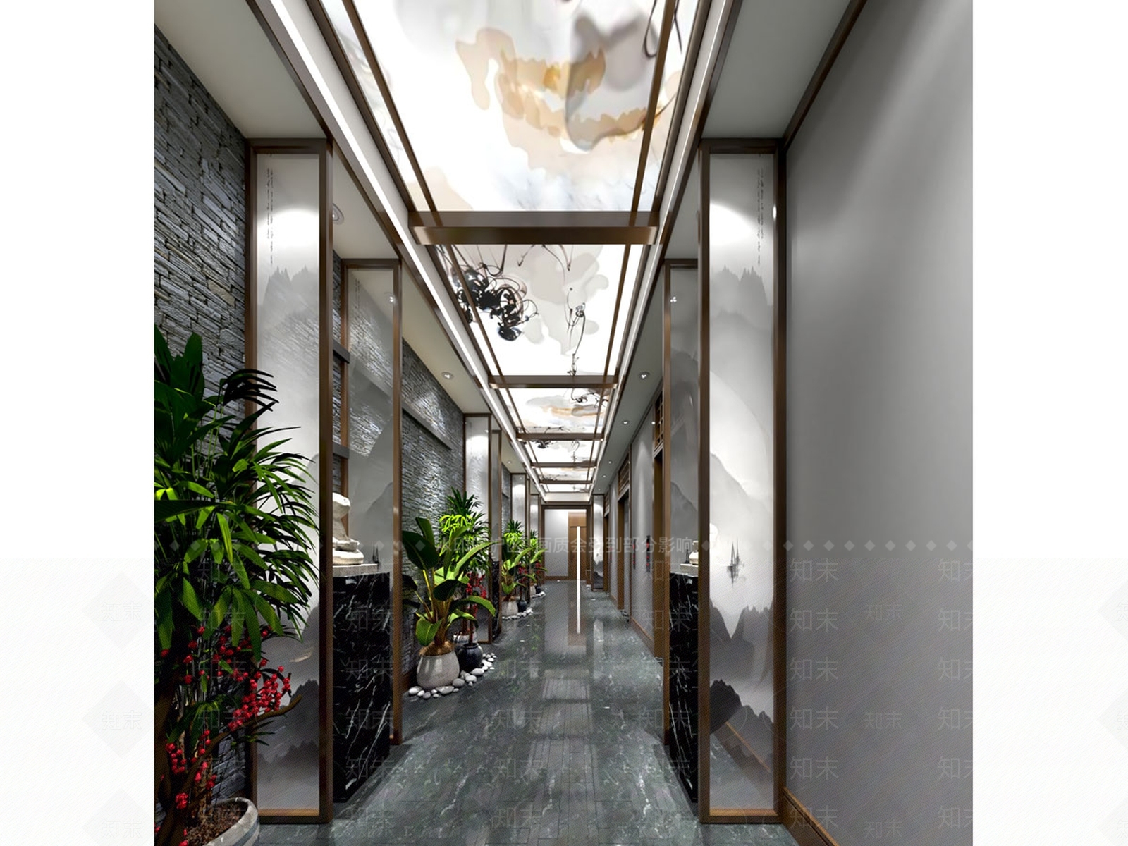 新中式酒店玄关SU模型下载【ID:991433457】