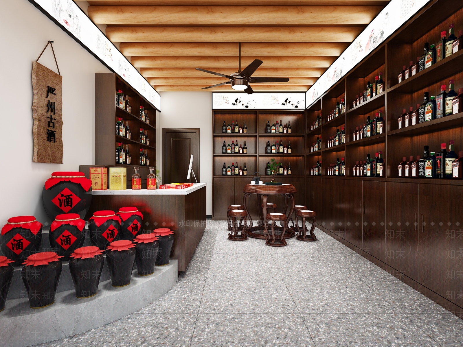 中式烟酒店3D模型下载【ID:691441126】