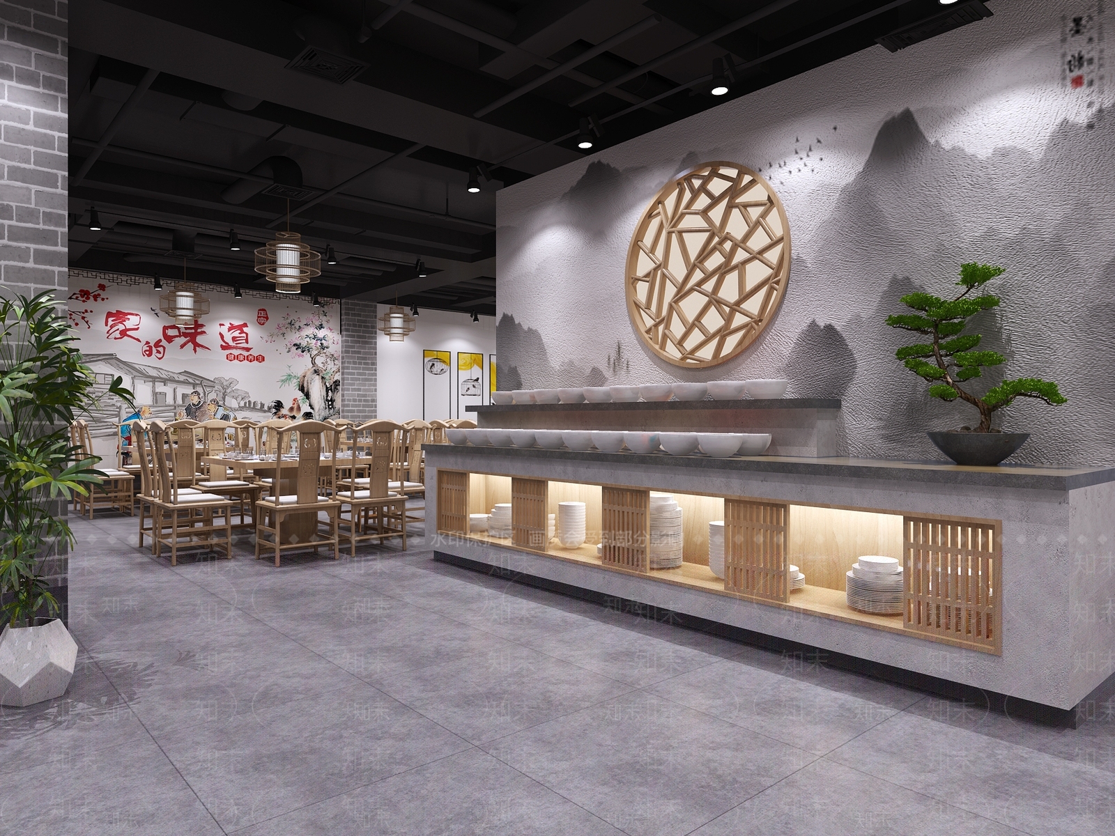 新中式火锅店3D模型下载【ID:391450256】
