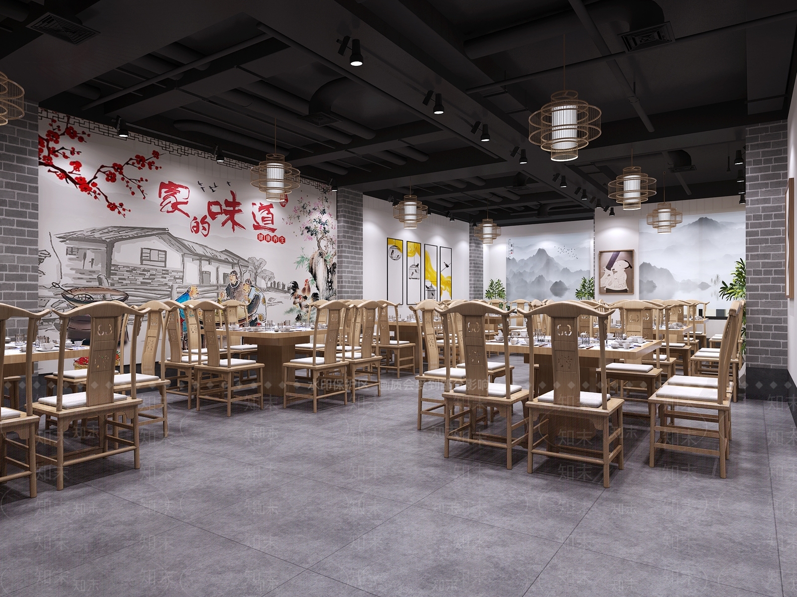 新中式火锅店3D模型下载【ID:391450256】