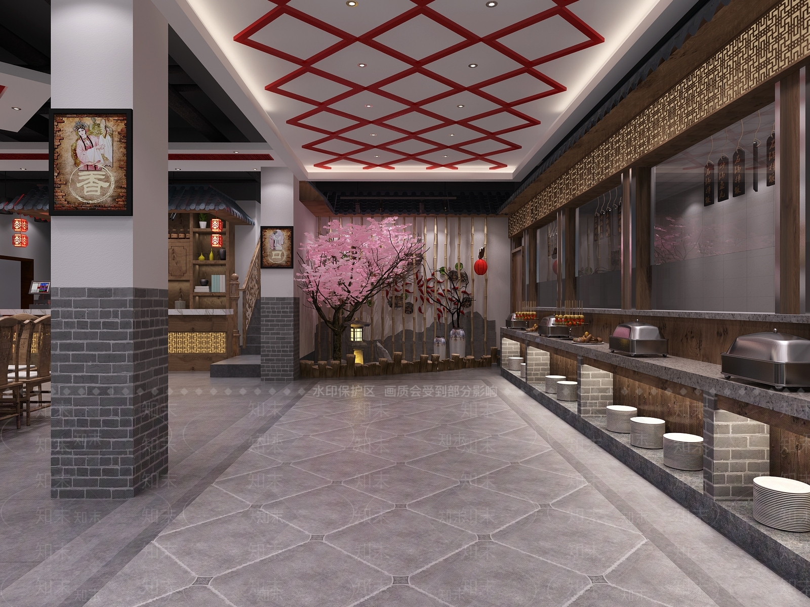 新中式火锅店3D模型下载【ID:391450281】