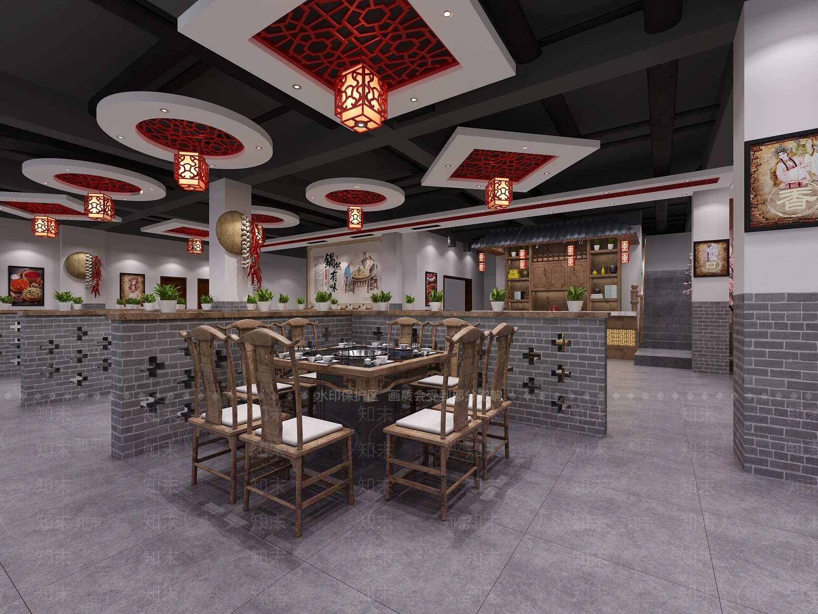 新中式火锅店3D模型下载【ID:391450281】