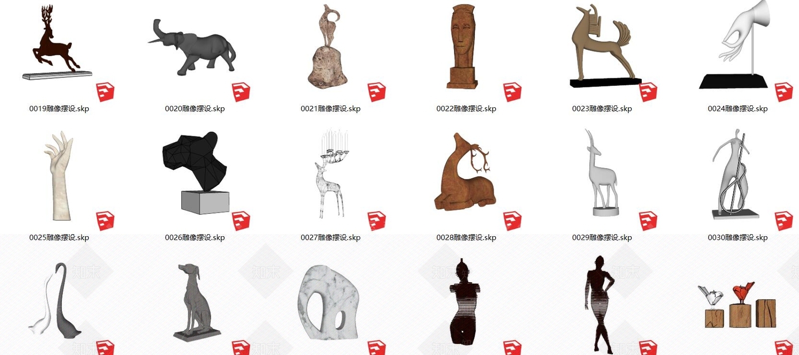 现代雕塑SU模型下载【ID:691452805】_知末su模型网