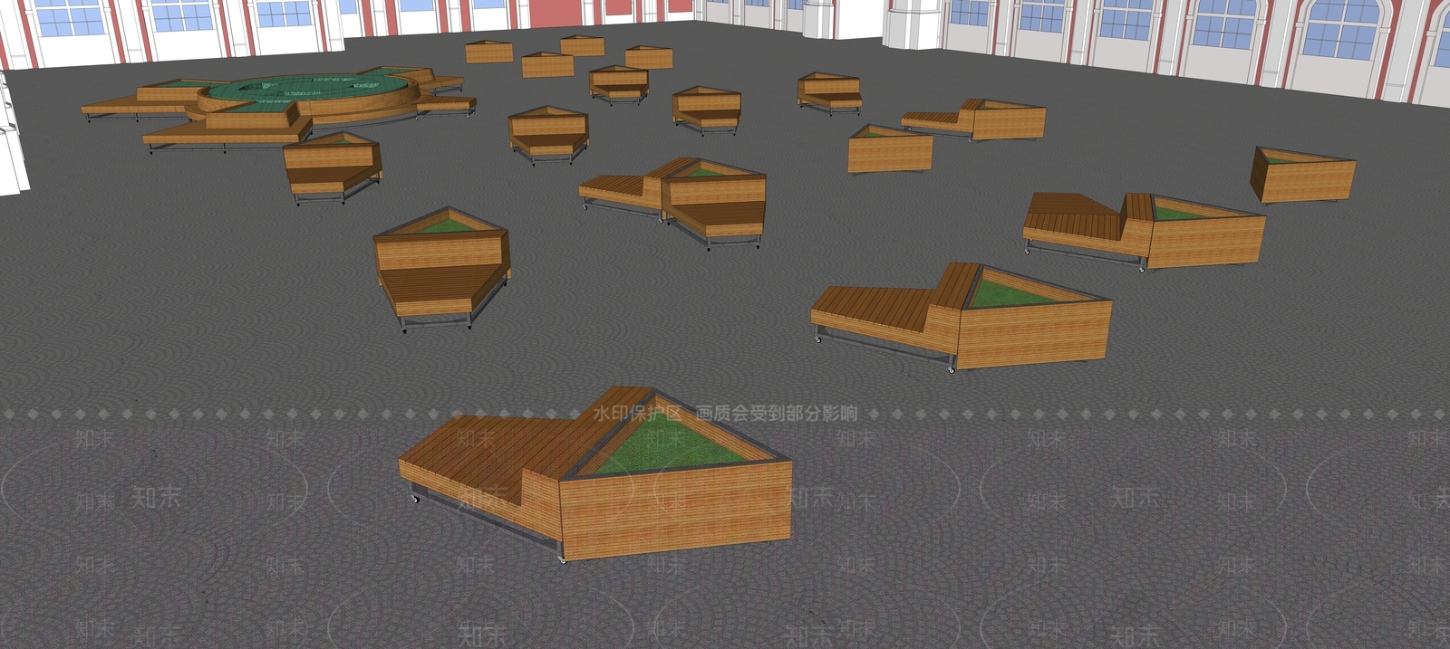 现代景观座椅SU模型下载【ID:591489826】