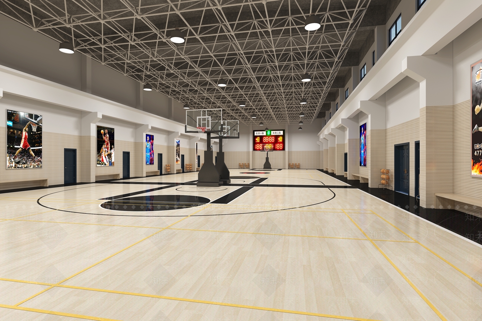 现代篮球场3D模型下载【ID:391515812】