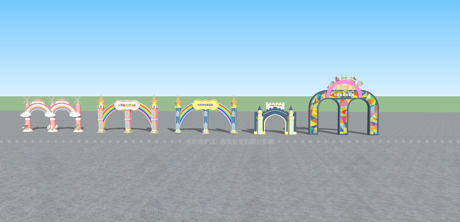 现代儿童游乐园大门SU模型下载【ID:391516361】