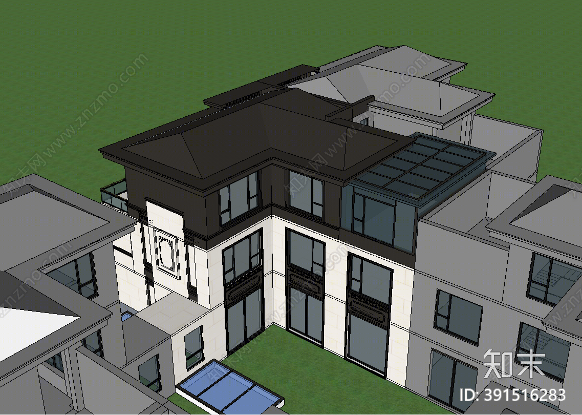 新中式多层住宅SU模型下载【ID:391516283】