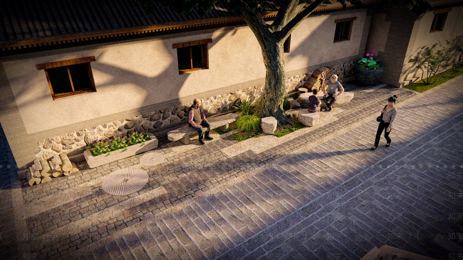 中式居住区景观SU模型下载【ID:791520599】