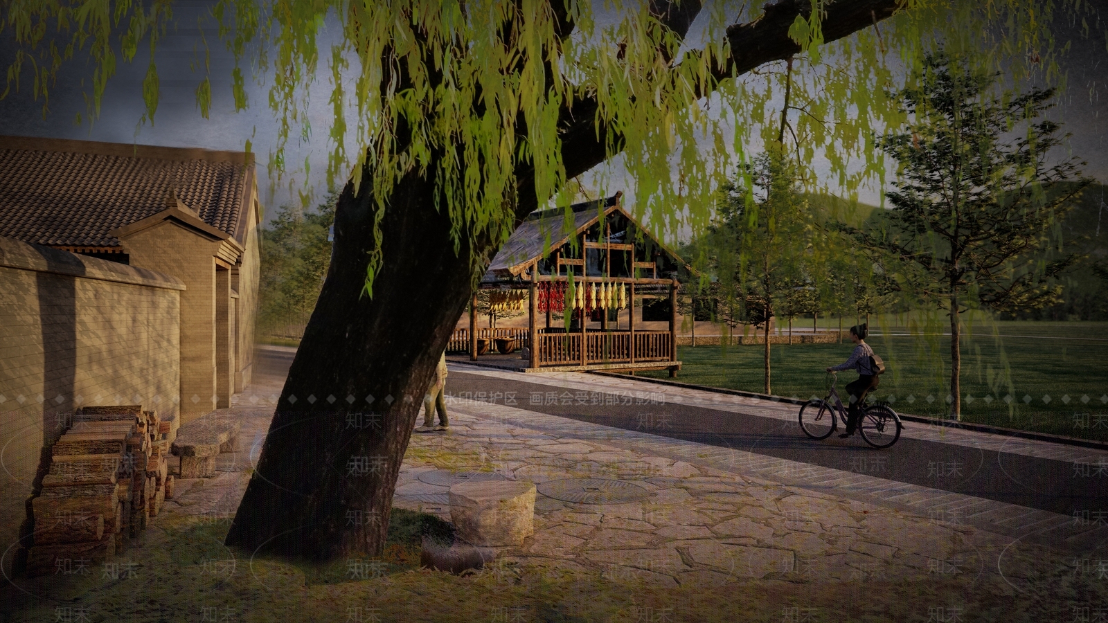 中式居住区景观SU模型下载【ID:791521542】