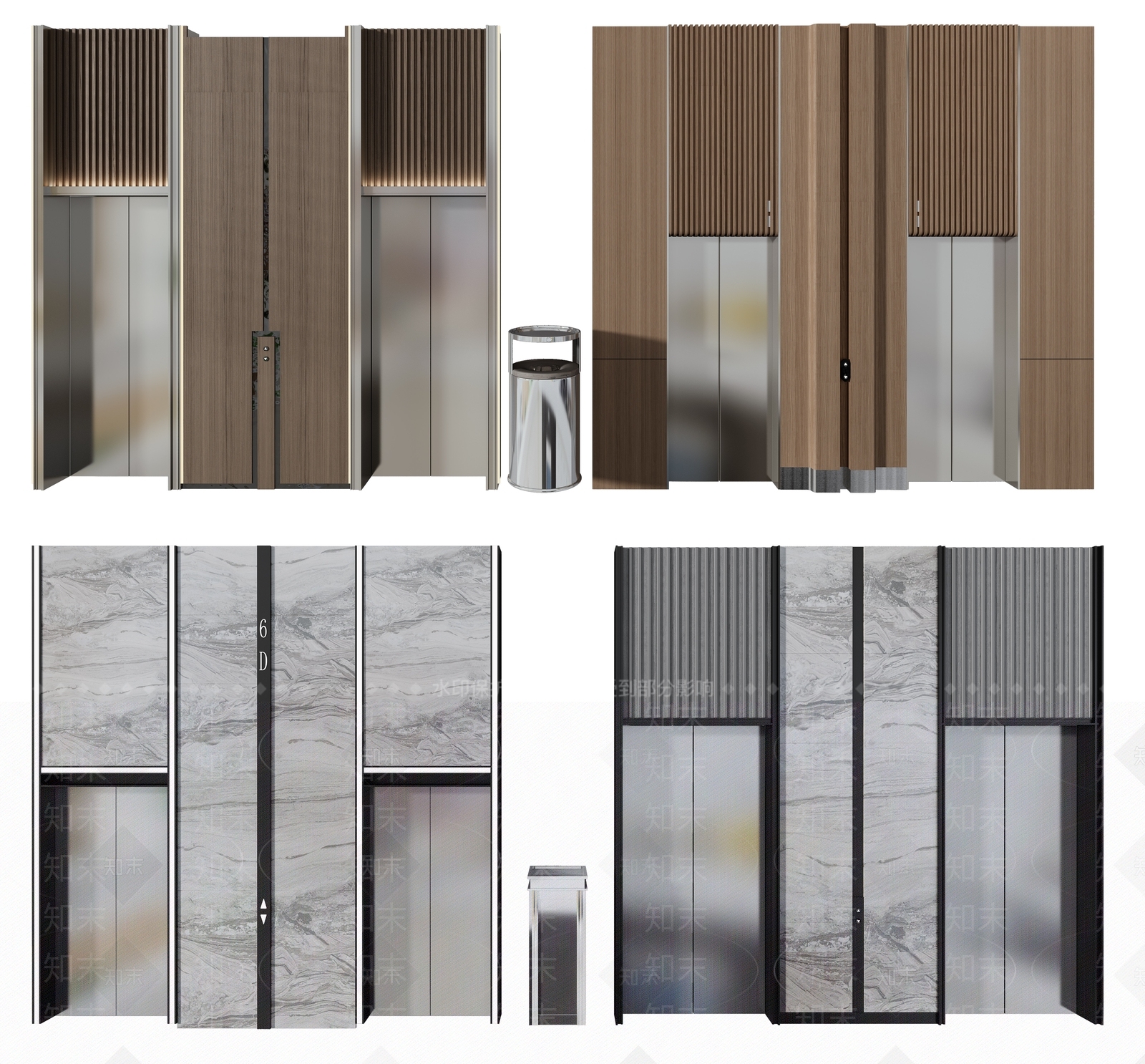 现代电梯门组合3D模型下载【ID:491531976】