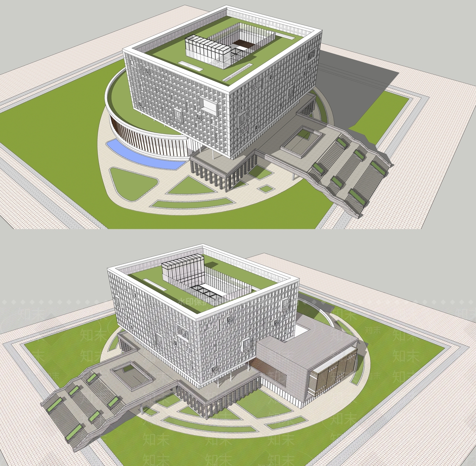 现代图书馆SU模型下载【ID:891545205】