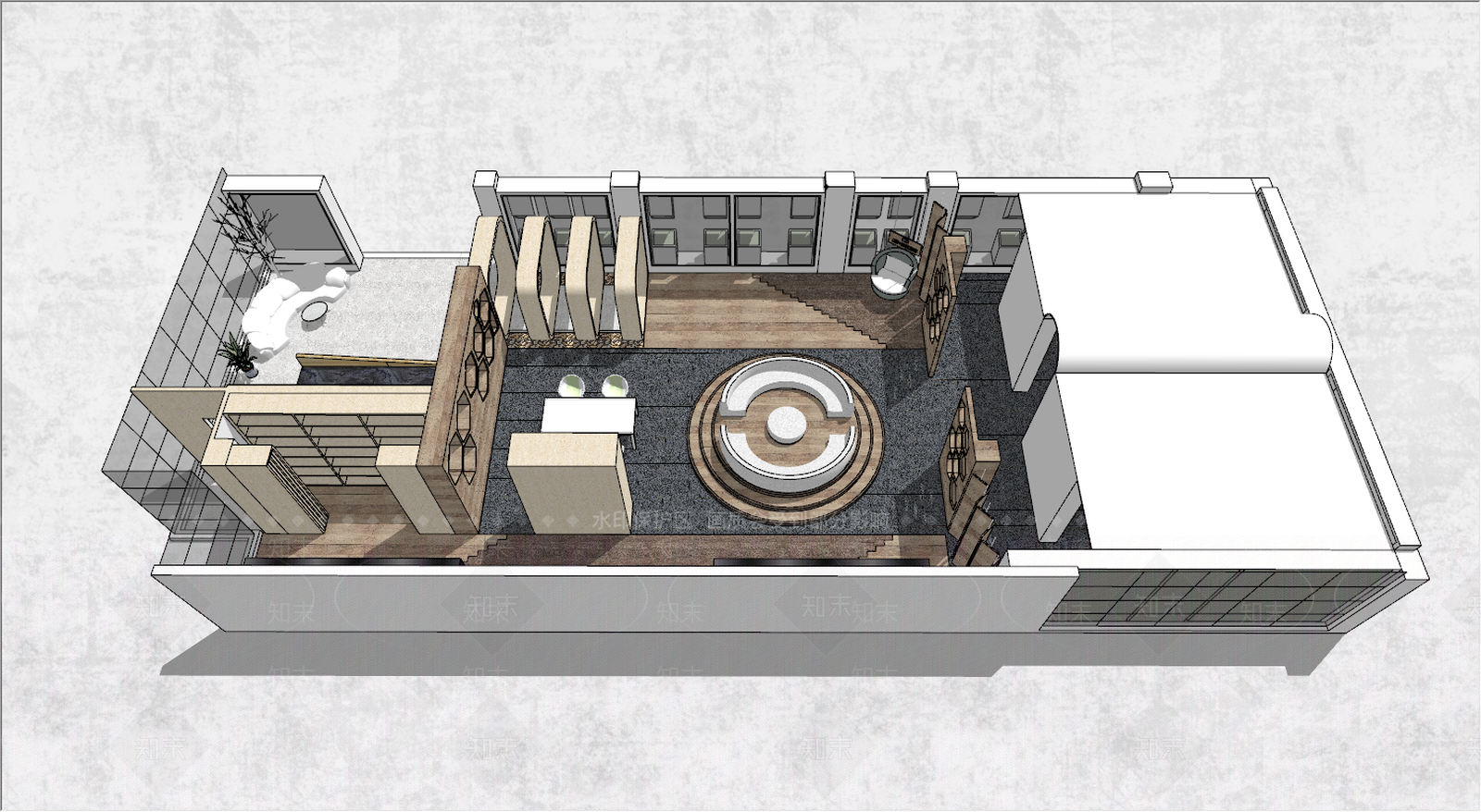 现代地板展厅SU模型下载【ID:291578996】