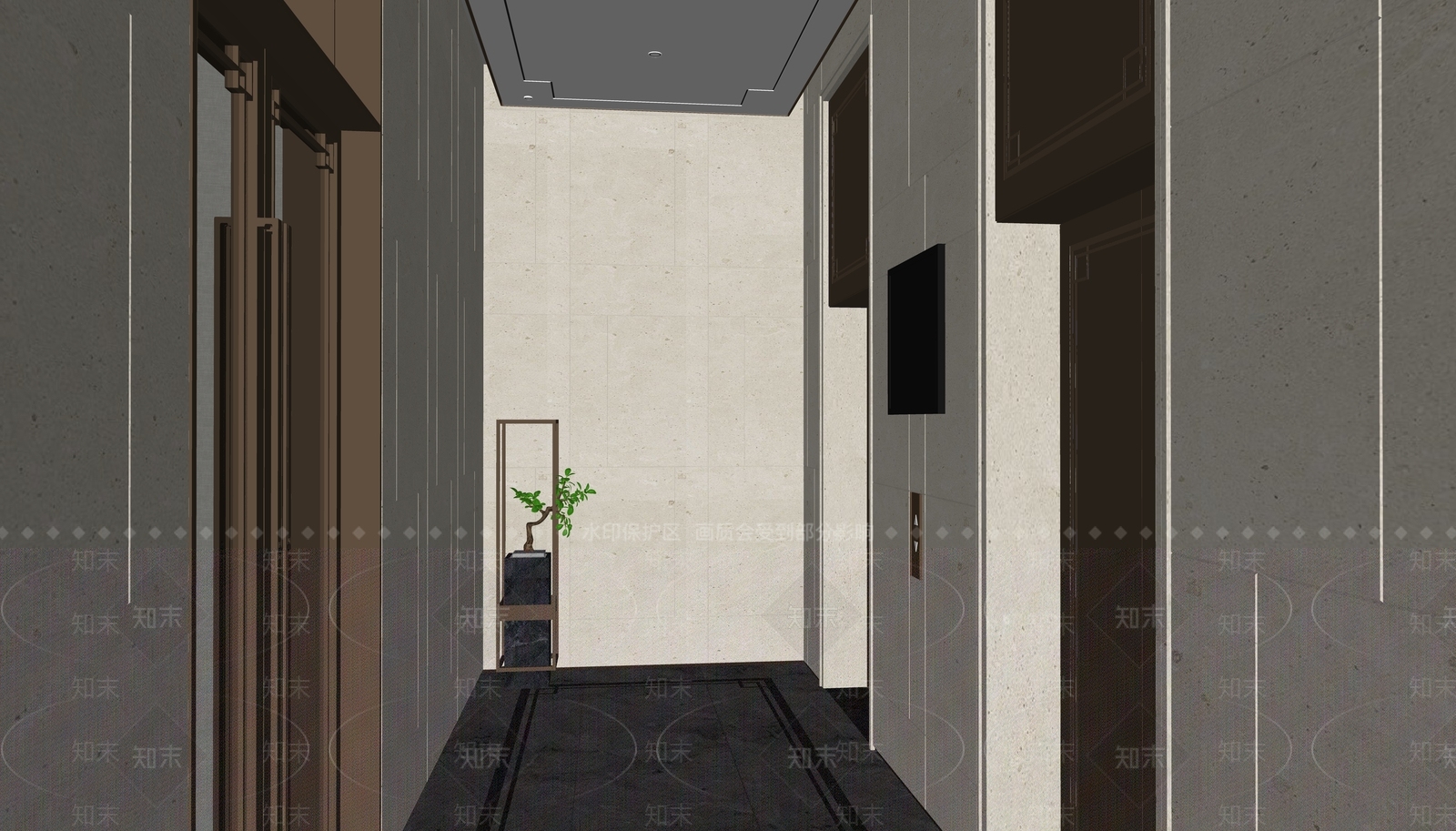 现代公共空间SU模型下载【ID:891616539】