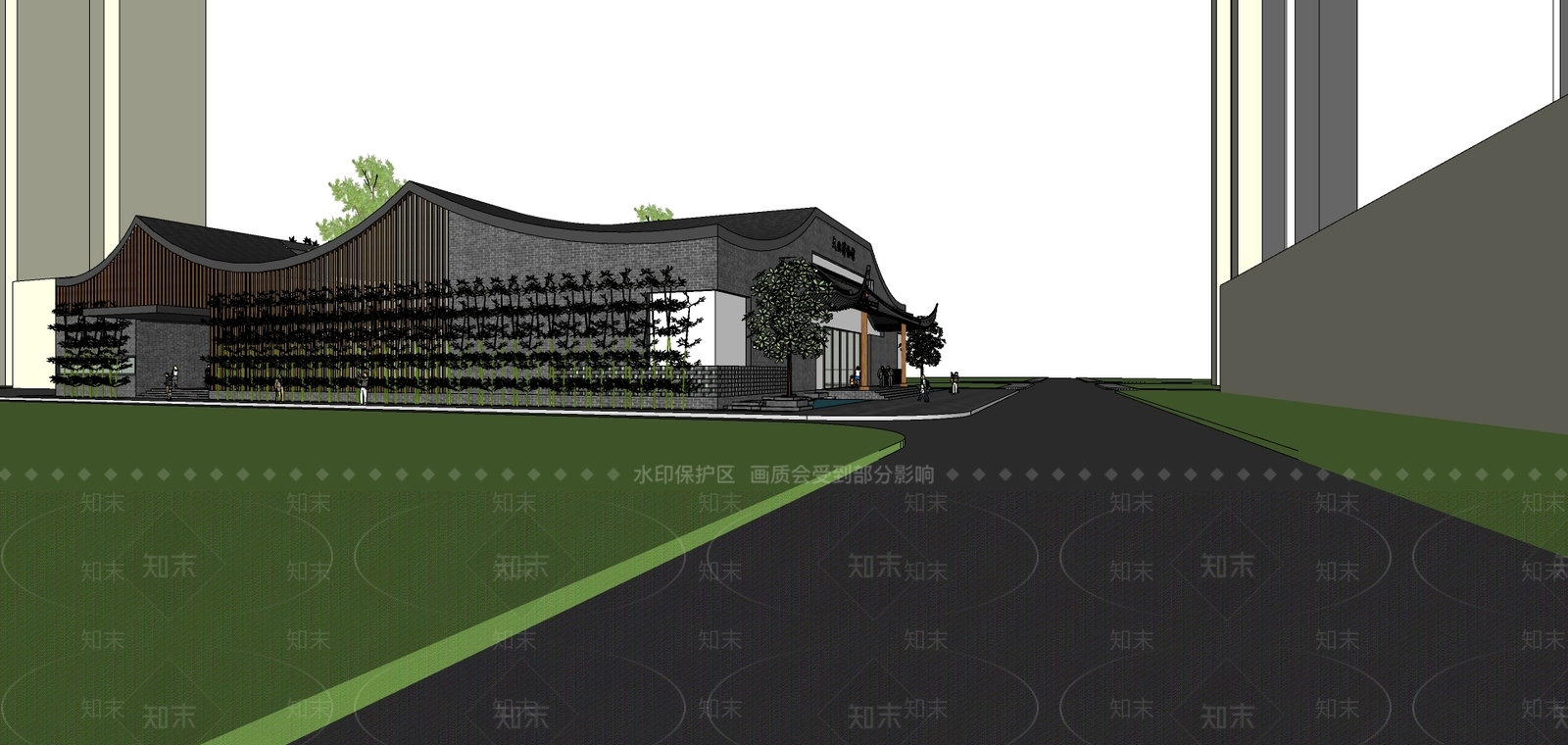新中式文化场馆SU模型下载【ID:391614463】