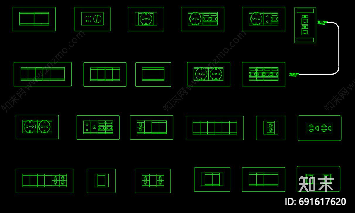 开关插座cad施工图下载【ID:691617620】