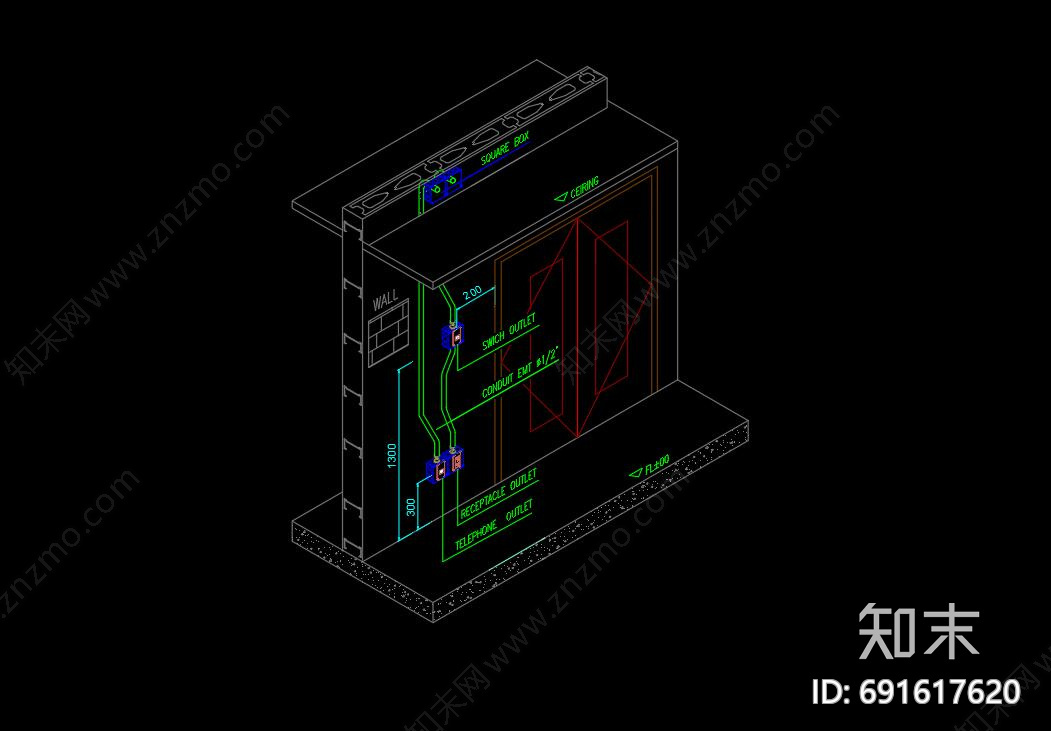 开关插座cad施工图下载【ID:691617620】