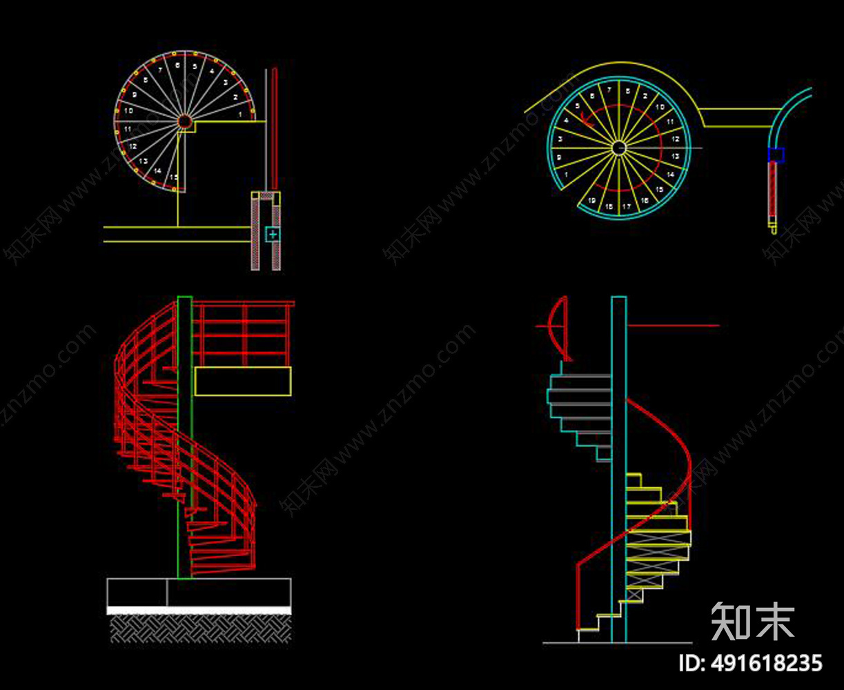 欧式旋转楼梯施工图下载【ID:491618235】