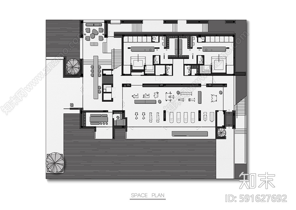 休闲会所cad施工图下载【ID:591627692】