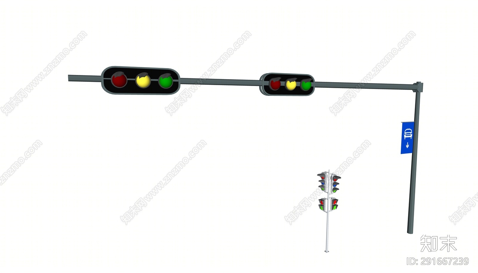 现代交通信号灯SU模型下载【ID:291667239】