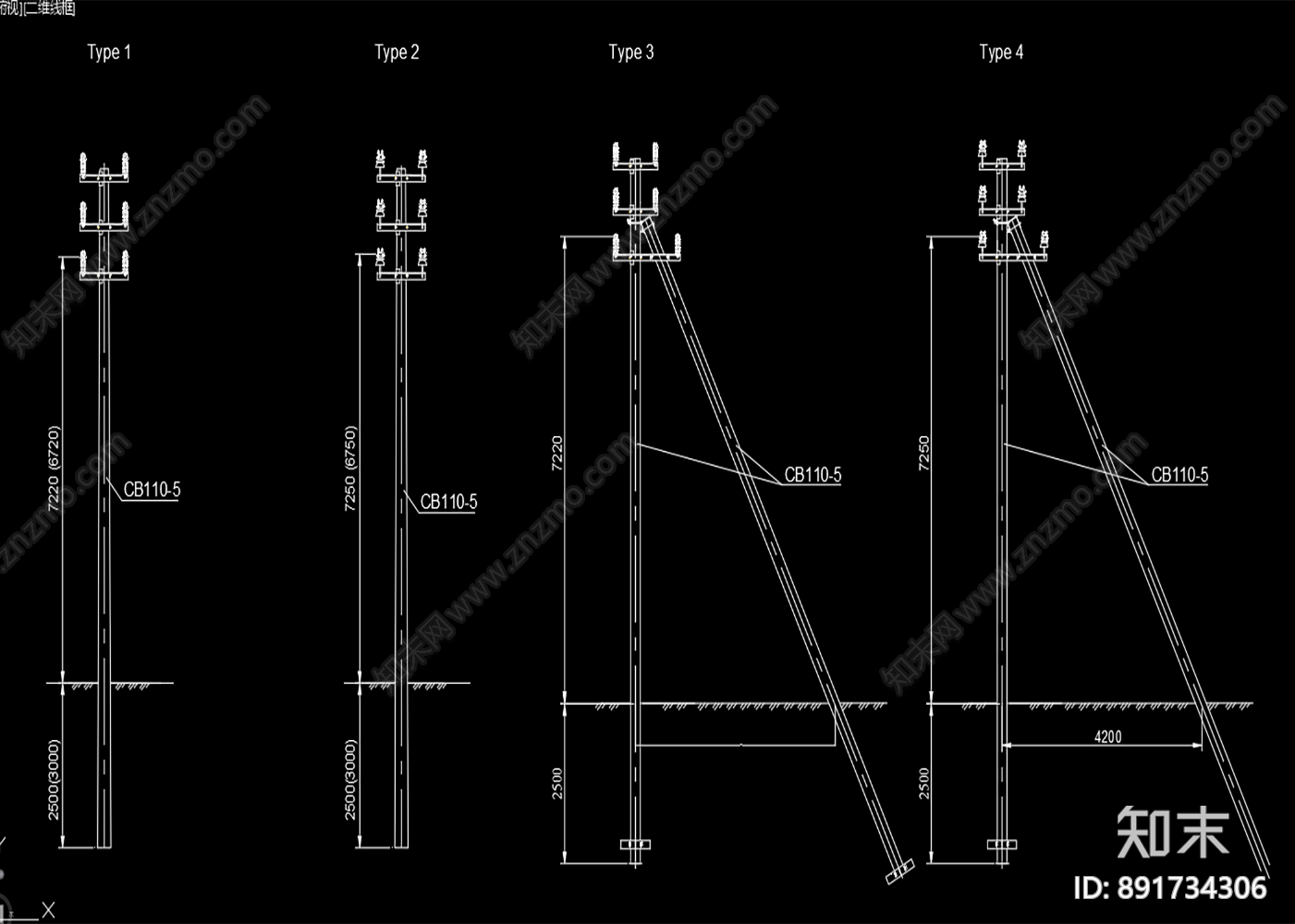 电线杆施工图下载【ID:891734306】