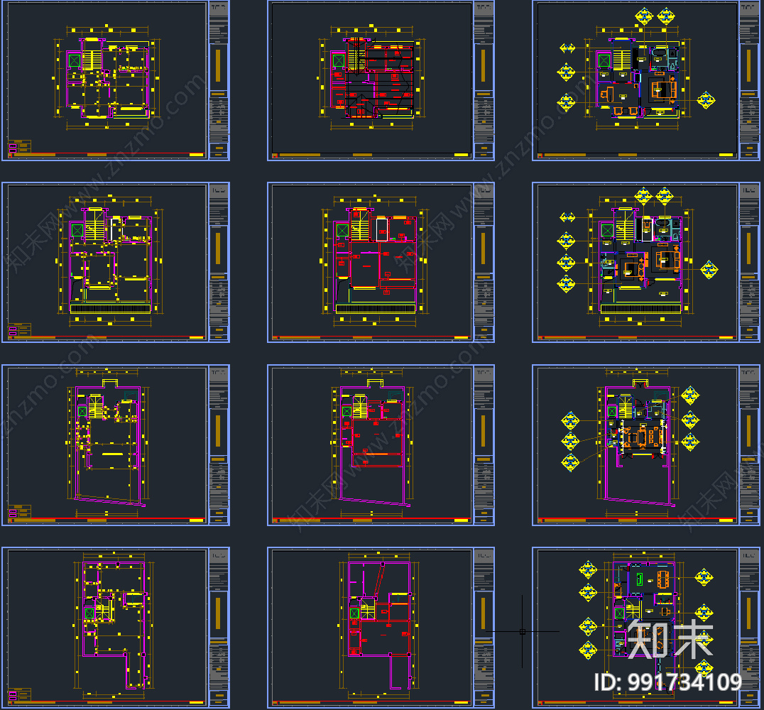 新中式别墅cad施工图下载【ID:991734109】