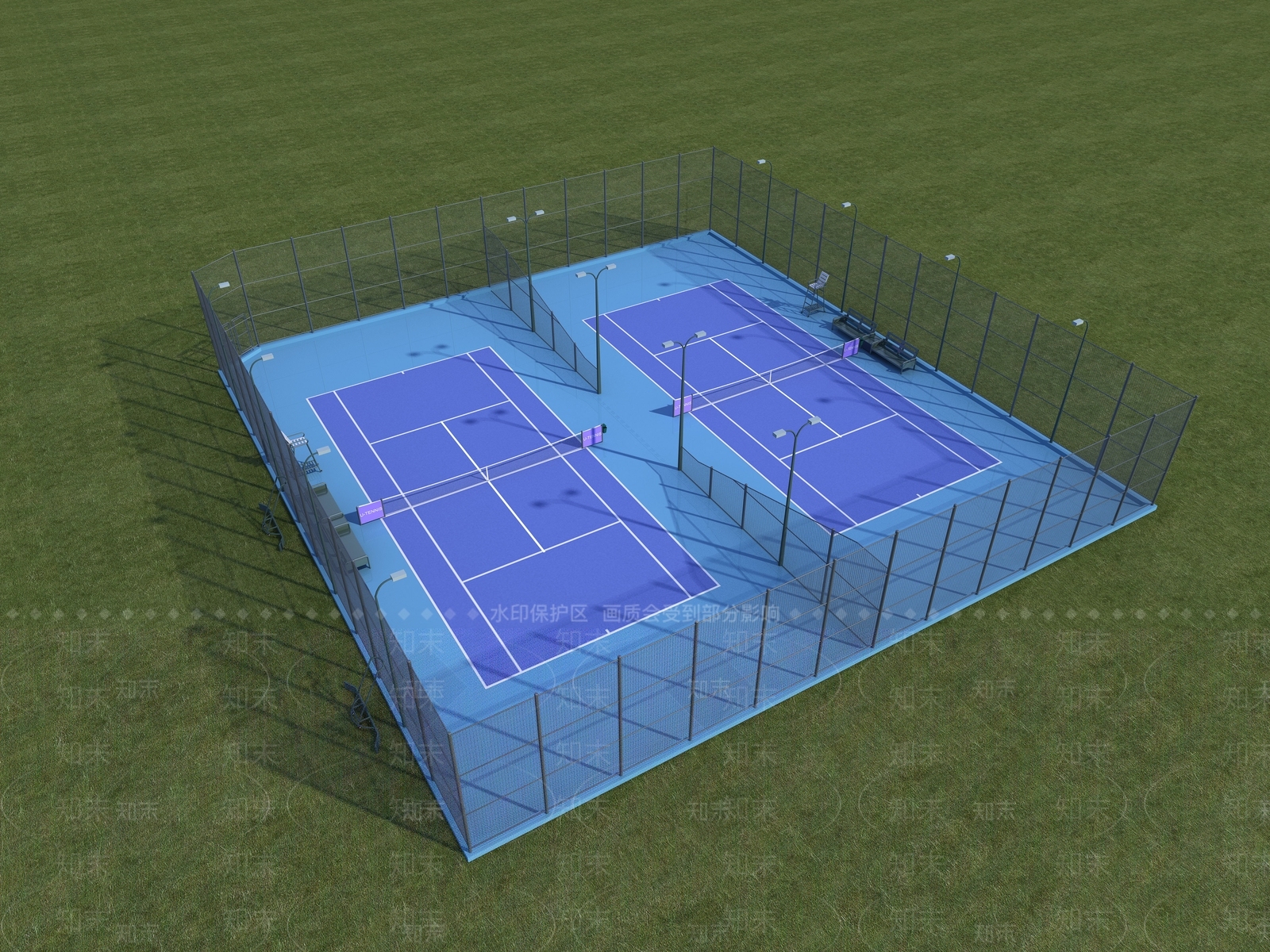 现代户外网球场3D模型下载【ID:196500053】