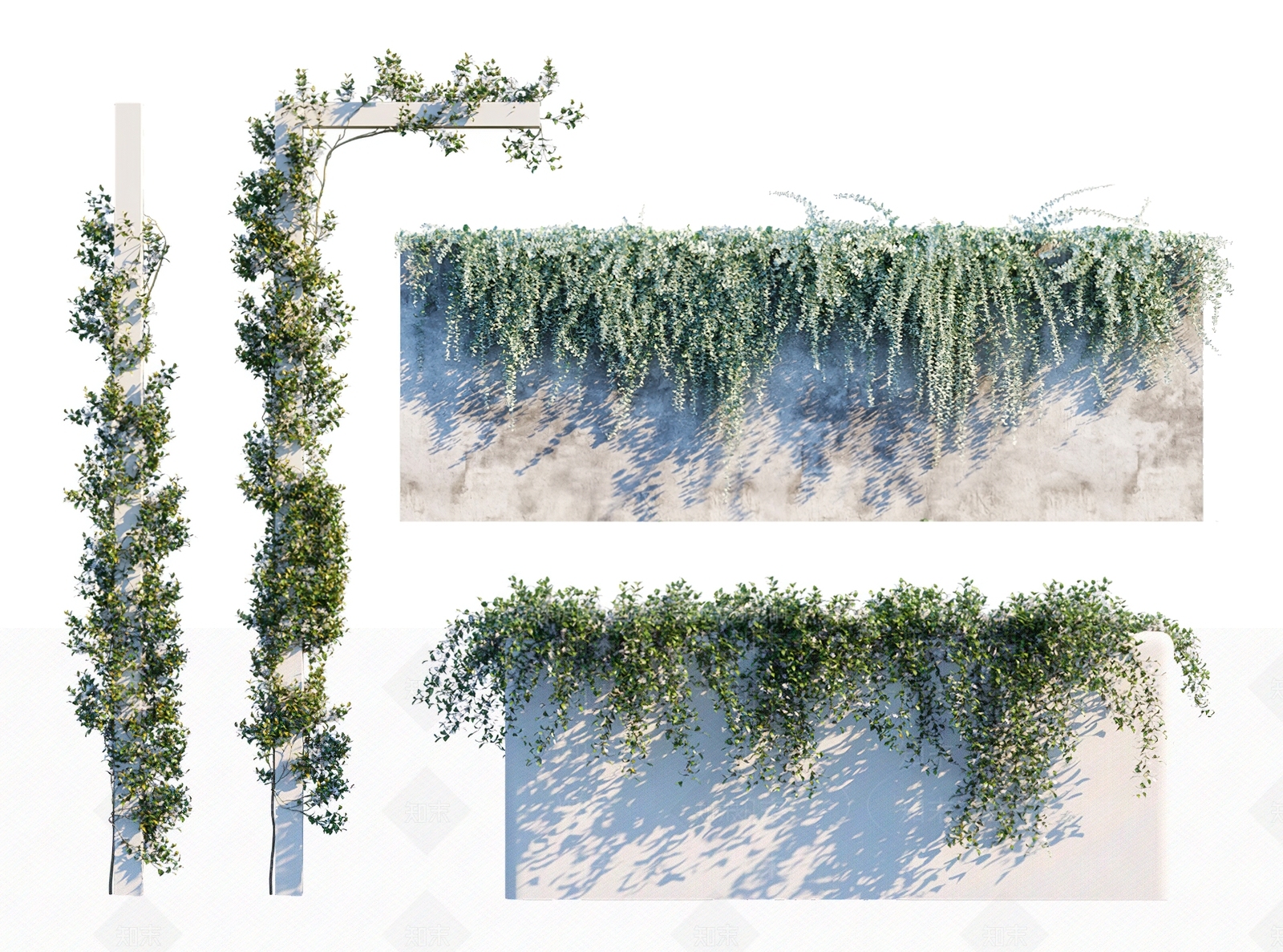 现代绿植墙3D模型下载【ID:492084293】