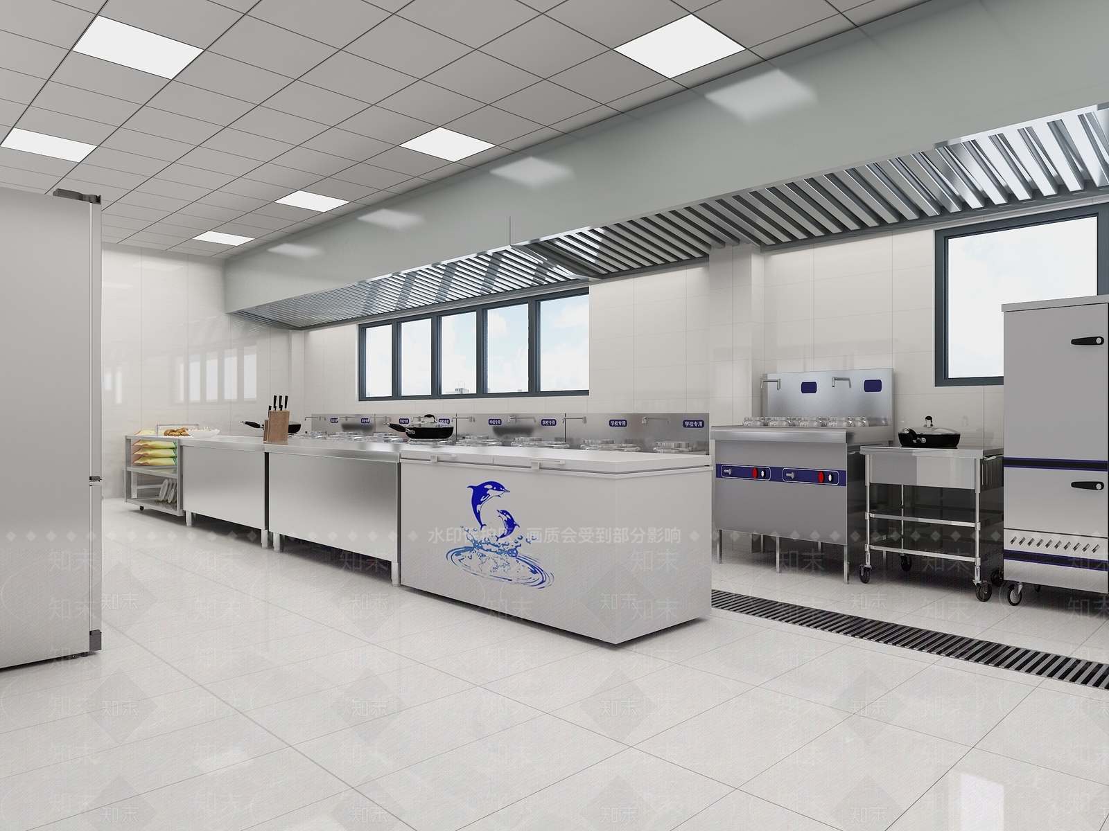 现代食堂后厨3D模型下载【ID:791785789】