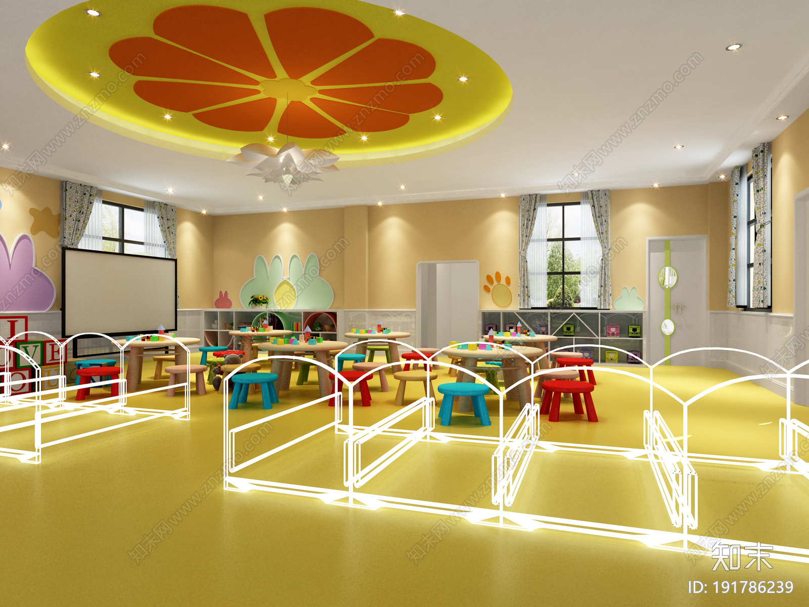 幼儿园cad施工图下载【ID:191786239】