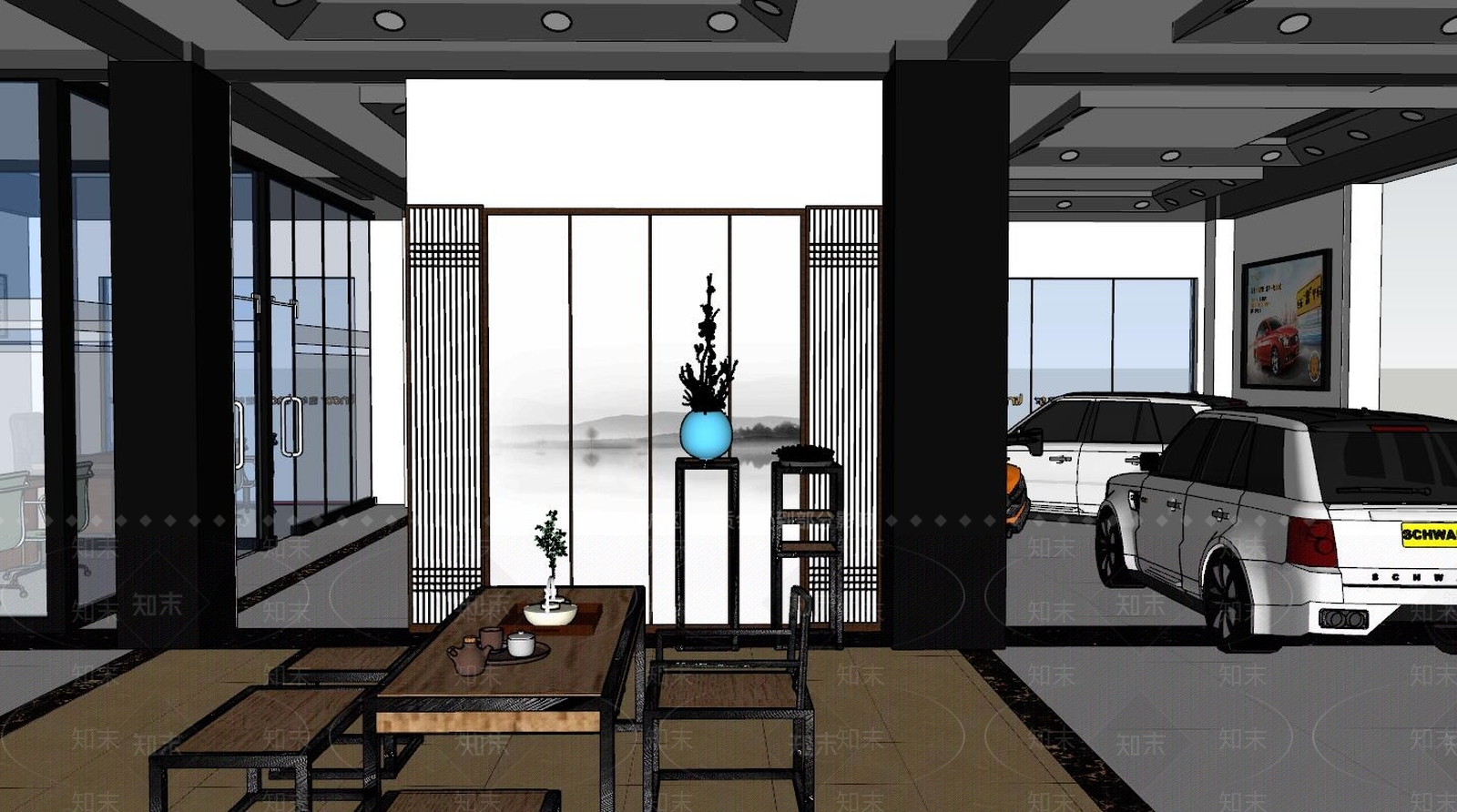 现代汽车展厅SU模型下载【ID:491788895】