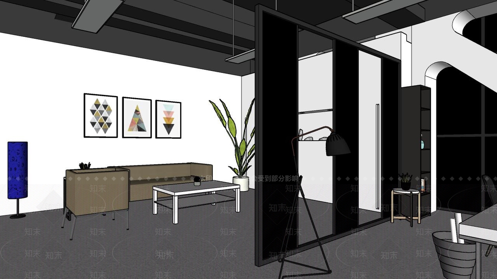 现代办公室SU模型下载【ID:391794181】