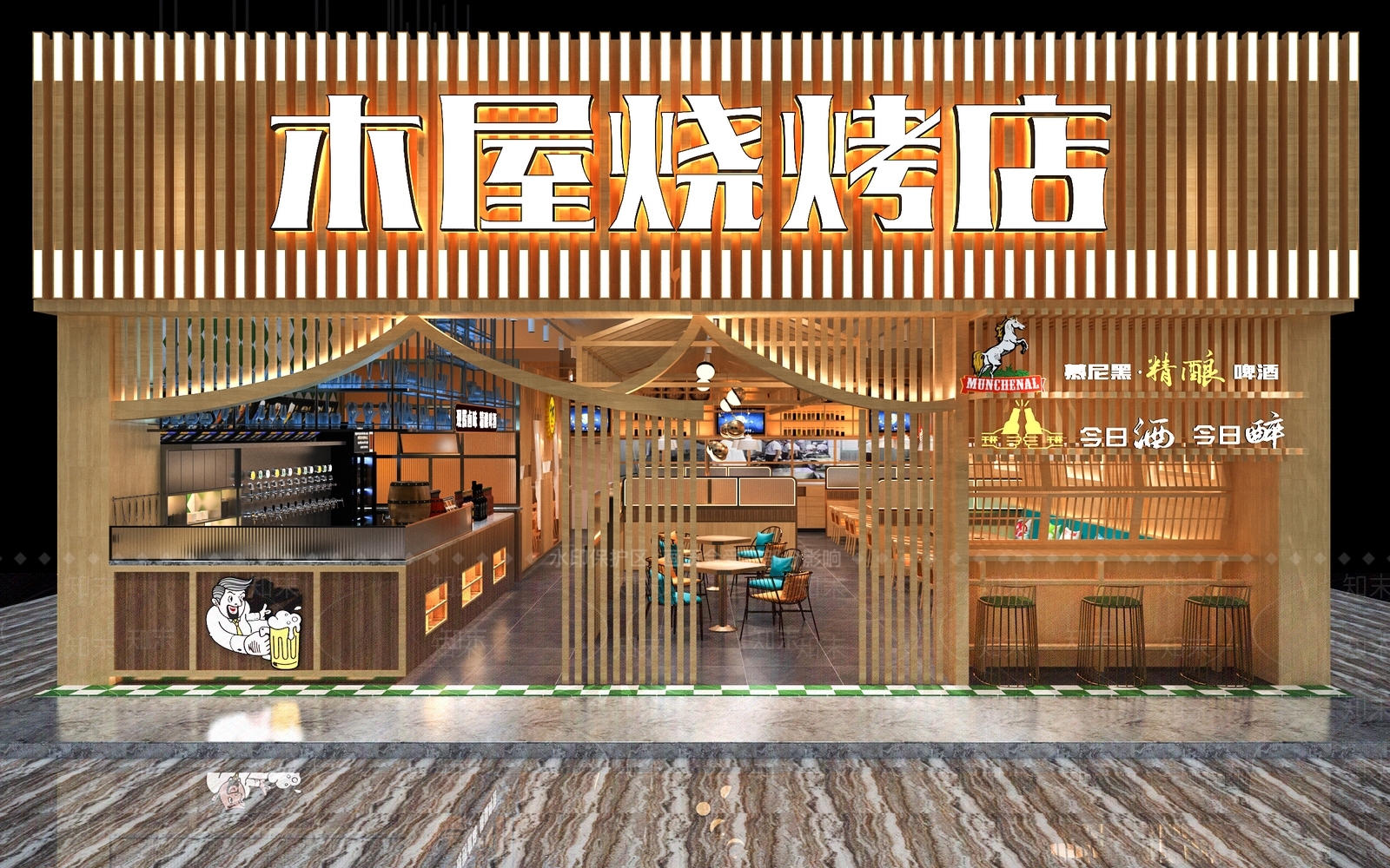 现代烧烤店3D模型下载【ID:291823607】