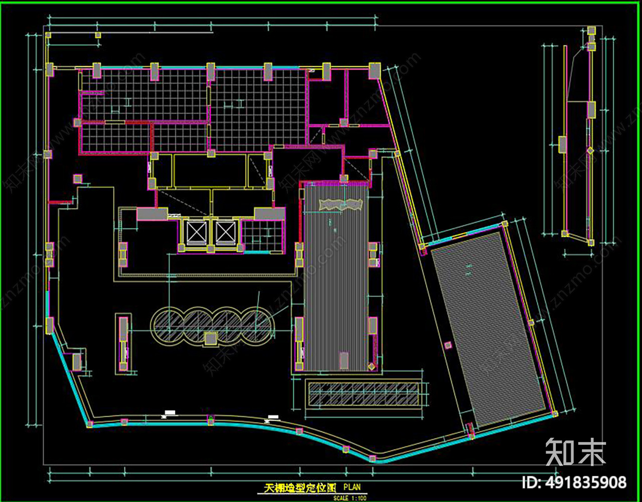 自助餐厅cad施工图下载【ID:491835908】
